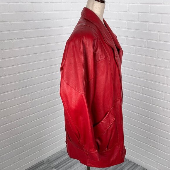 Wilsons Leather Jacket Women Medium Red Relaxed Thinsulate Thermal Retro VTG 90s - Picture 6 of 14